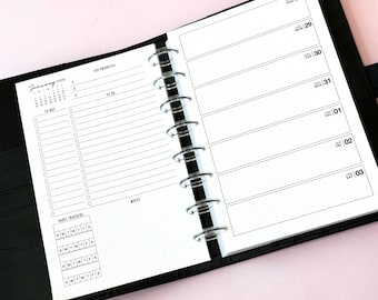 Half Letter Weekly Inserts, Printed Week on 1 Page with Overview, Discbound Refill
