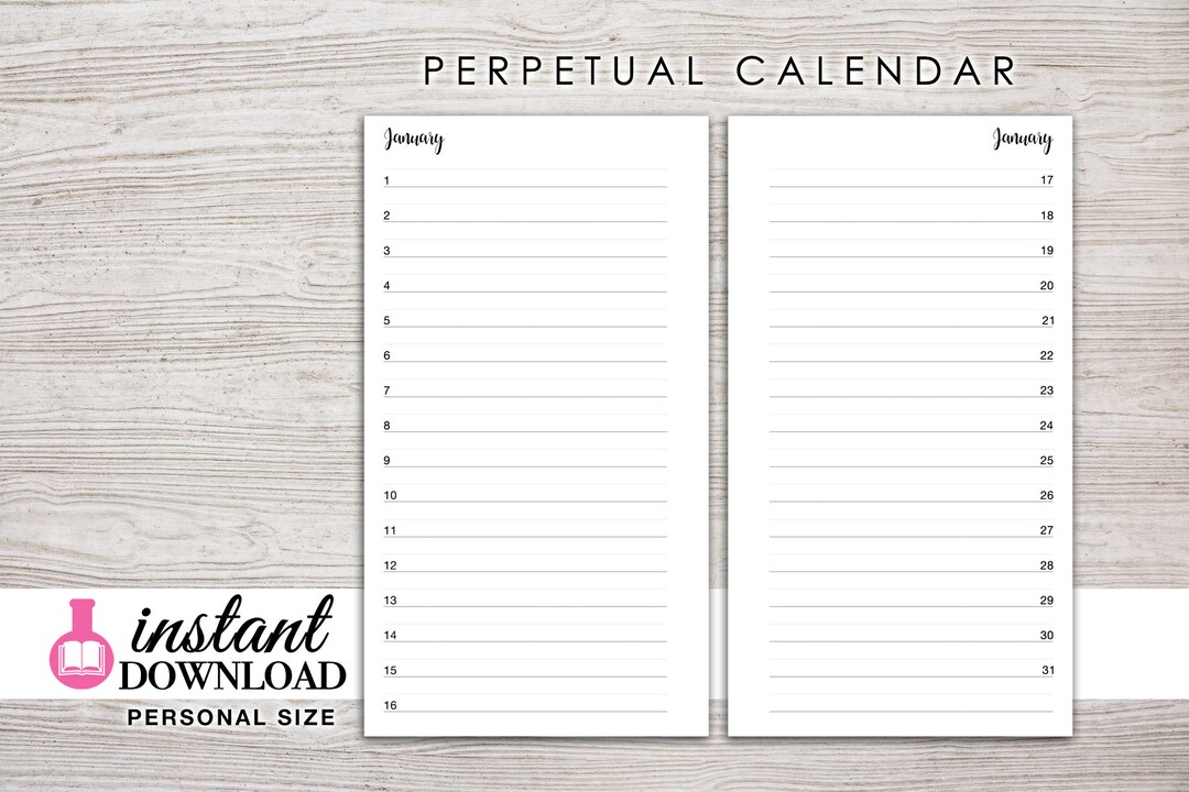 Planner Printable Perpetual Calendar Horizontal Monthly 6 Ring Planner Planner Printable Perpetual Calendar Horizontal Monthly 6 Ring Planner