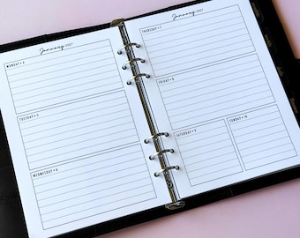 A5 Horizontal Weekly Planner Inserts, Week on Two Pages, 6-Ring Planner Refill