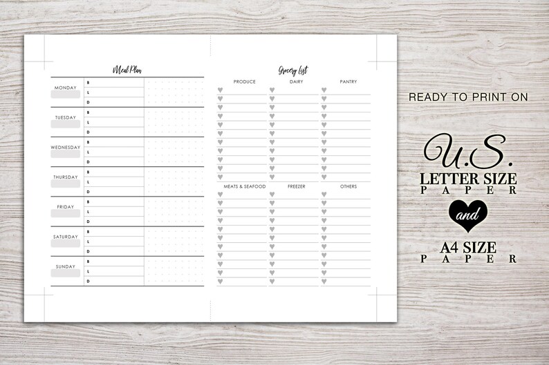 Printable TN Inserts B6 Size / Foxy Fix 5 Meal Planner - Etsy Canada