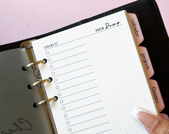 Personal Size Checklist & Brain Dump Inserts, List + Dotted Notes, 6-Ring Planner Refill