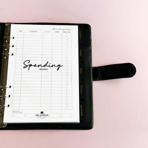A5 Spending Tracker Inserts, Printed Expense Log, 6-Ring Planner Refill