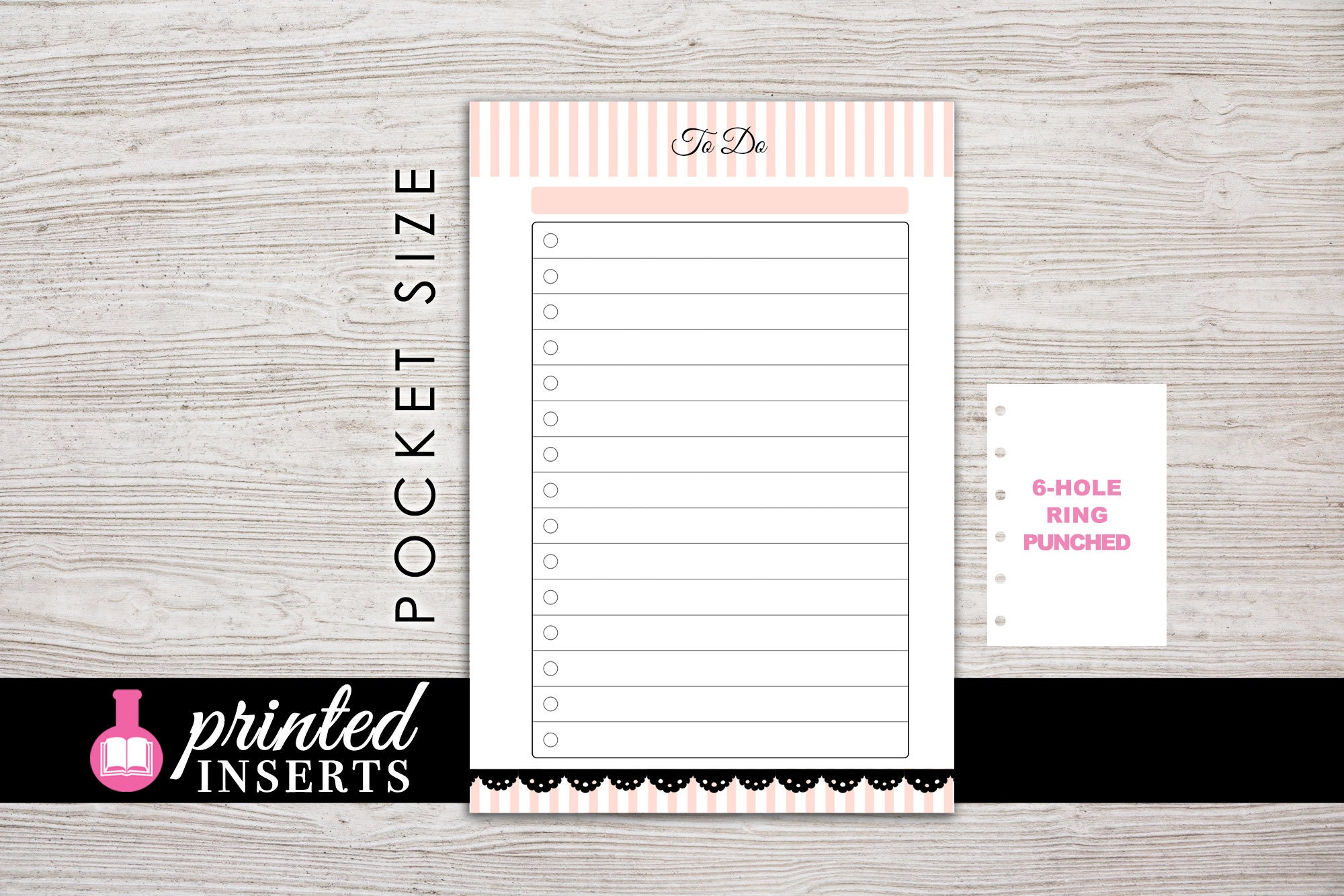 Printed Pocket Inserts - Daily Planner - Filofax Pocket - Kikki K Small -  LV PM - Design: Mademoiselle
