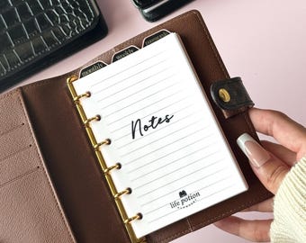 Pocket Size Notes Inserts, Lined or Dotted, Printed 6-Ring Planner Refill