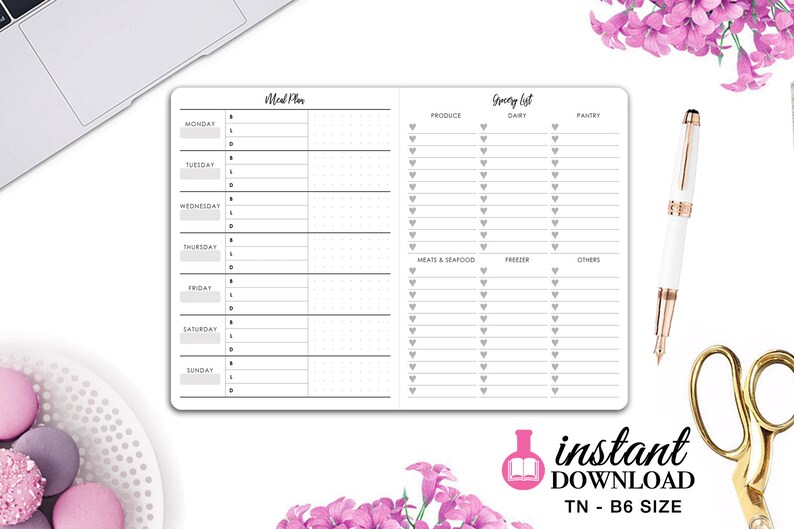 Printable TN Inserts B6 Size / Foxy Fix 5 Meal Planner - Etsy Canada