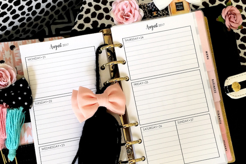 Printed Planner Inserts Weekly Planner Filofax Personal Etsy