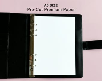 A5 Blank Planner Paper, 120 GSM White, Pre-Cut Sheets for Printables, Punched or Unpunched