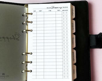 Personal Size Online Shopping Tracker Inserts, Order and Delivery Log, 6-Ring Planner Refill