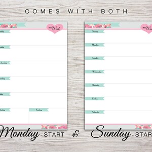 A5 Planner Printable Week on 1 Page With Notes Page - Etsy