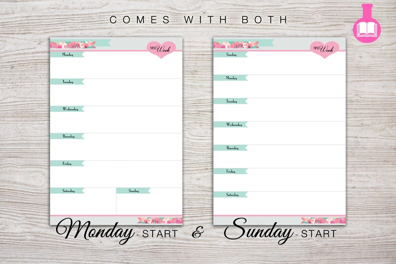 A5 Planner Printable Week on 1 Page With Notes Page - Etsy