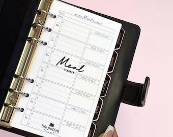 Personal Size Weekly Meal Planner Inserts, 6-Ring Planner Refill