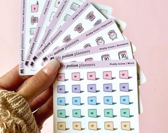 Work Planner Stickers | Email, Call, To Do, Laptop, Schedule Icons | Colorful Small Icons