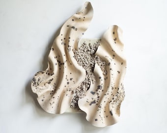 Coastal Ceramic Mixed Media Wall Art: Stoneware Sculpture