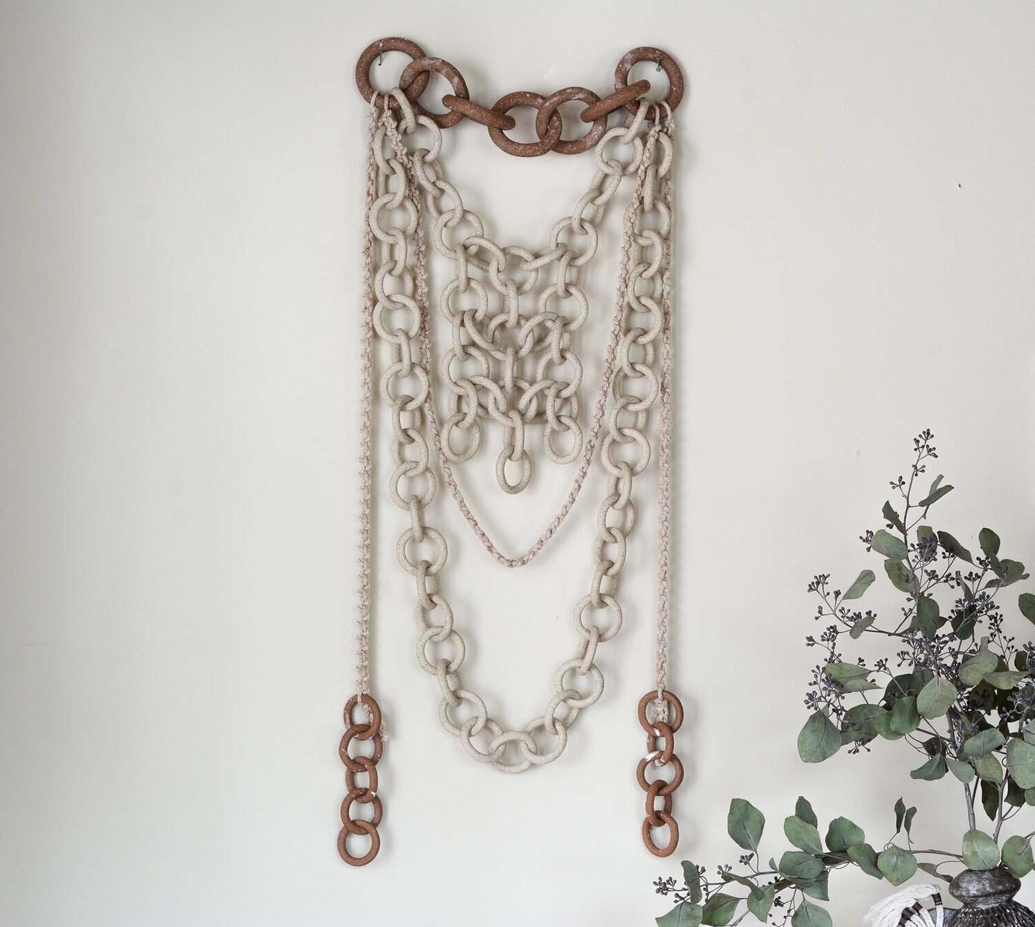 Made to Order-ceramic Link Chain Wall Hanging, Stoneware Chain ...