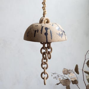 Large Stoneware Chain Bell: Metallic Glaze Ceramic Wall Hanging - Etsy