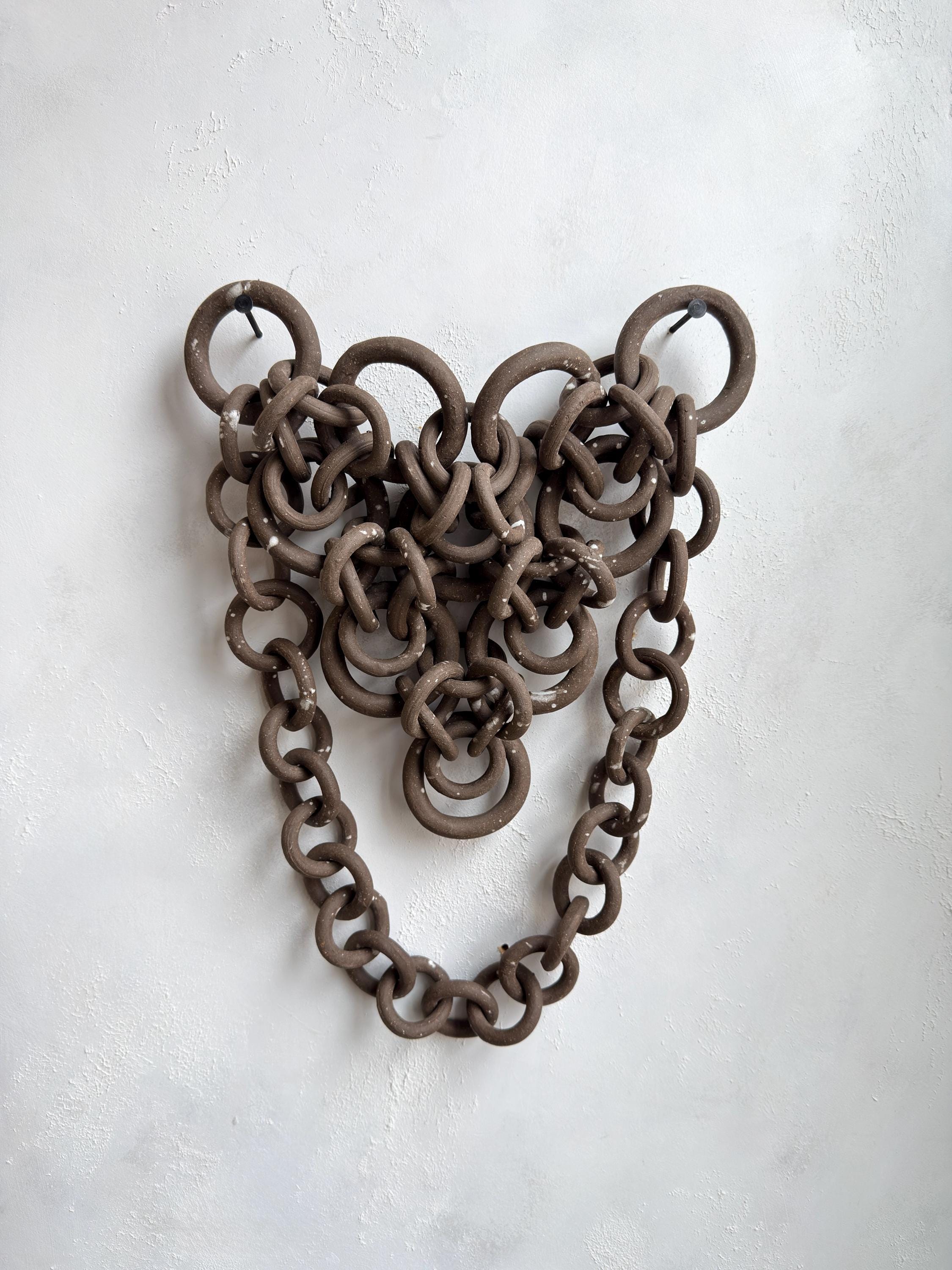 Ceramic Chainmail Brown Ceramic Stoneware Chain Mail Sculpture, Ceramic Wall Installation ...