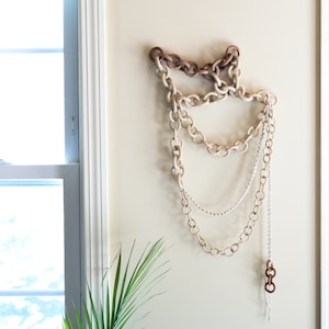 Made to order - Ceramic link chain wall hanging, stoneware chain sculpture
