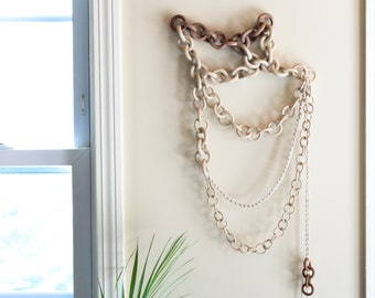 Made to order - Ceramic link chain wall hanging, stoneware chain sculpture