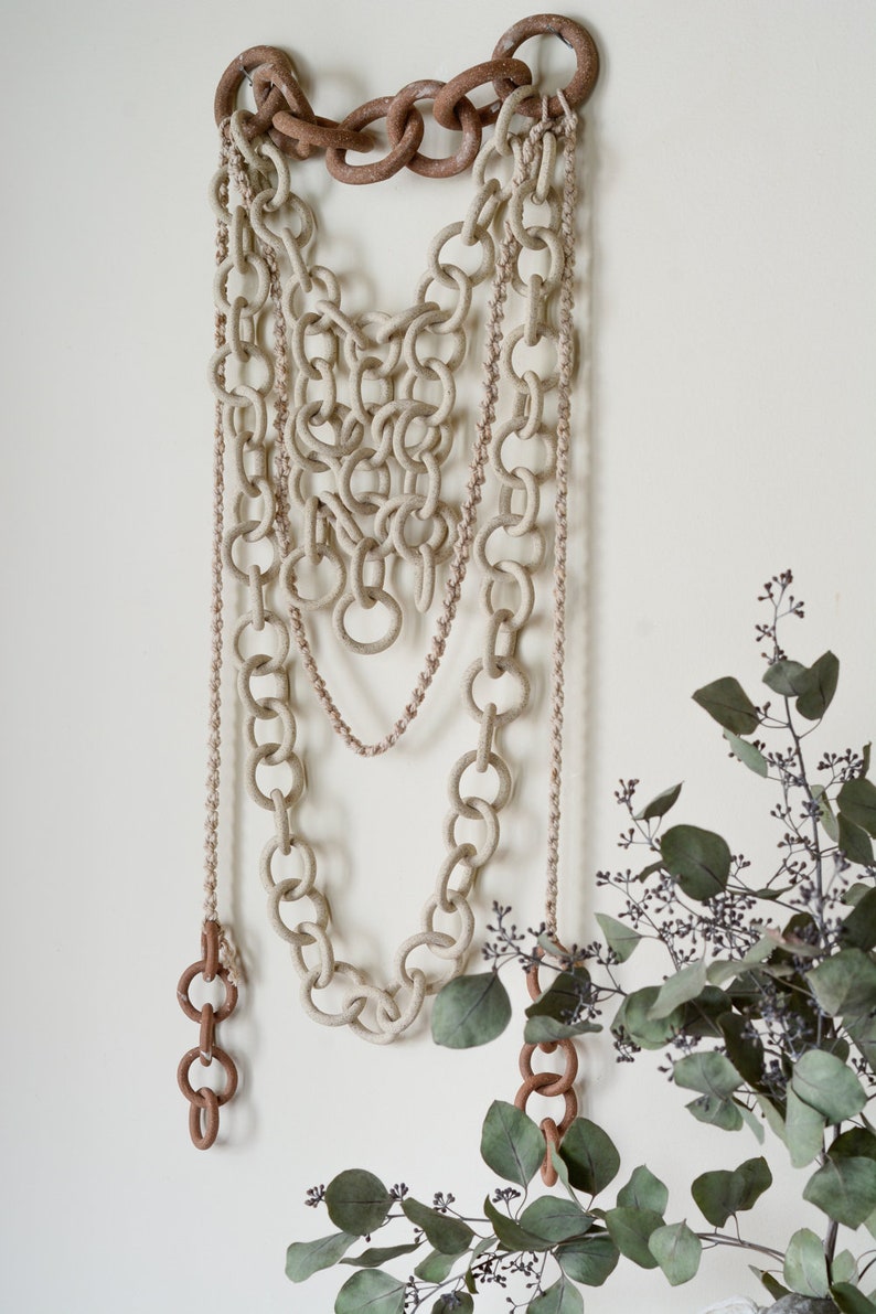 Made to Order-ceramic Link Chain Wall Hanging, Stoneware Chain ...