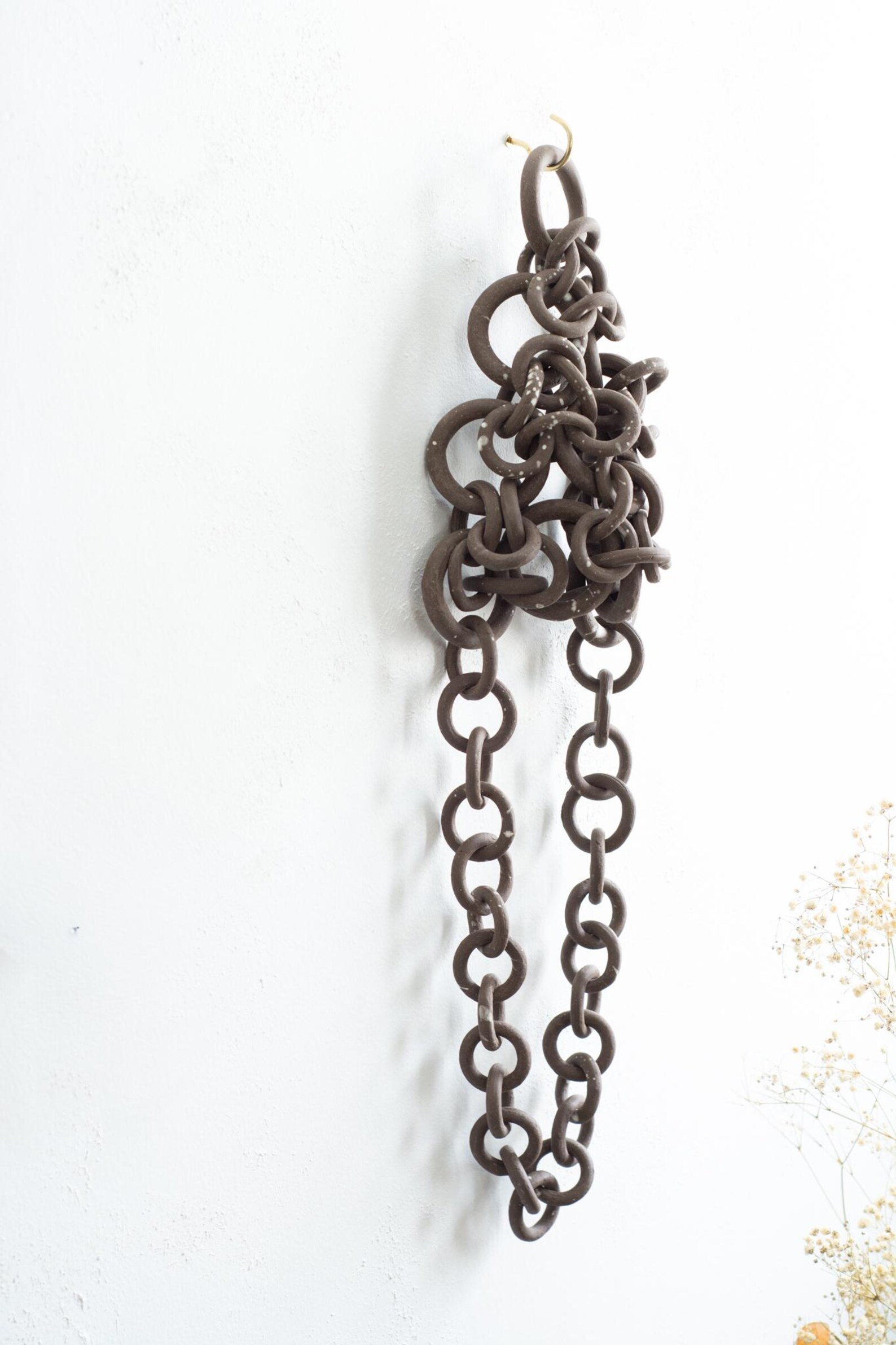 Ceramic Chainmail Brown Ceramic Stoneware Chain Mail Sculpture, Ceramic Wall Installation ...