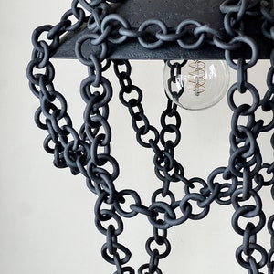 Black ceramic chain pendant light, eclectic Ceramic chain chandelier, ceramic pendant light, Rustic pendant light, unique pendant light image 6