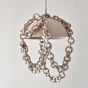 Organic modern ceramic chain pendant light, Ceramic chain chandelier, ceramic pendant light, Rustic pendant light, unique pendant light