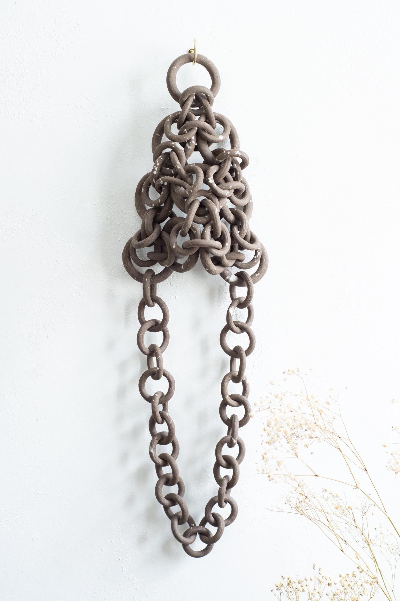 Ceramic Chainmail Brown Ceramic Stoneware Chain Mail Sculpture, Ceramic Wall Installation ...