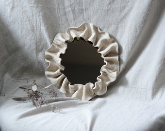 Sculptural ceramic mirror,Folded shapes ceramic mirror, organic modern sculptural mirror, contemporary ceramic mirror