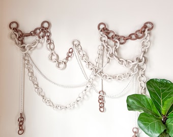 Made to order - Ceramic link chain wall hanging, stoneware chain sculpture, Ceramic wall sculpture, ceramic wall art