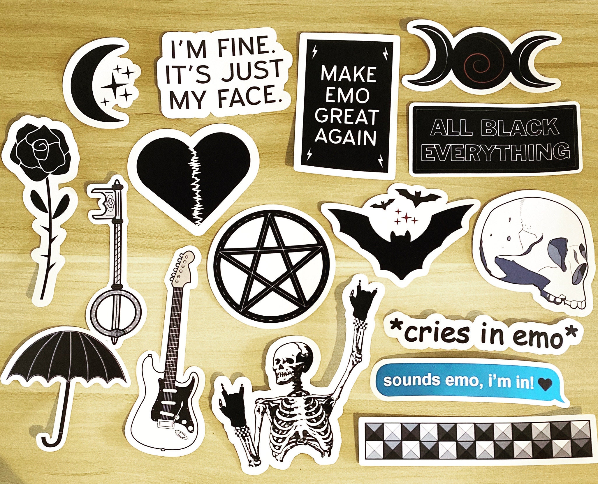 Emo Laptop Stickers Fun Gothic Skull Bats Rose Make emo great Etsy