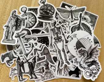 30 x Vintage stickers Laminate or Vinyl sticker paper available