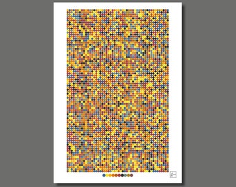First 4000 Digits of Pi – Art Print – Colour-Coded Circles – A4/A3 Math Poster – Design Variant 03
