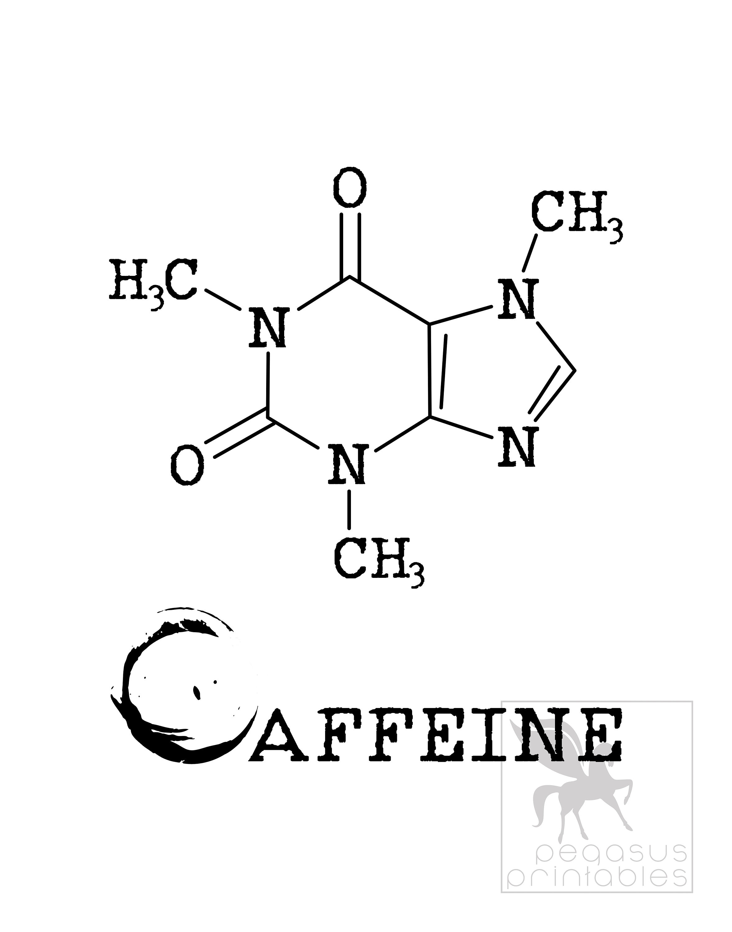 Caffeine Molecule Print, Kitchen Decor, Coffee Print, Coffee Decor ...