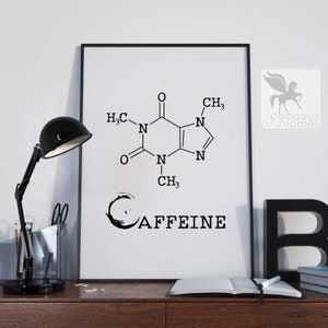 Caffeine Molecule Print, Kitchen Decor, Coffee Print, Coffee Decor, Kitchen Art, Printable Art, Coffee Lover Gift, Coffee Typography Poster