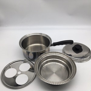 Vita Craft #5203 2Qt Premium Nicronium SS Double Boiler Pot z pokrywką 5-warstwowy VTG USA