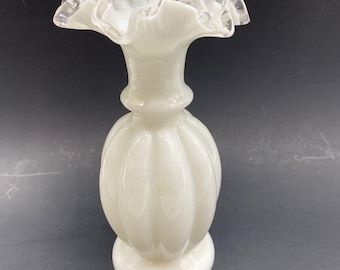 Vintage Fenton Ruffle Top Melon Sided Vase - Etsy 日本