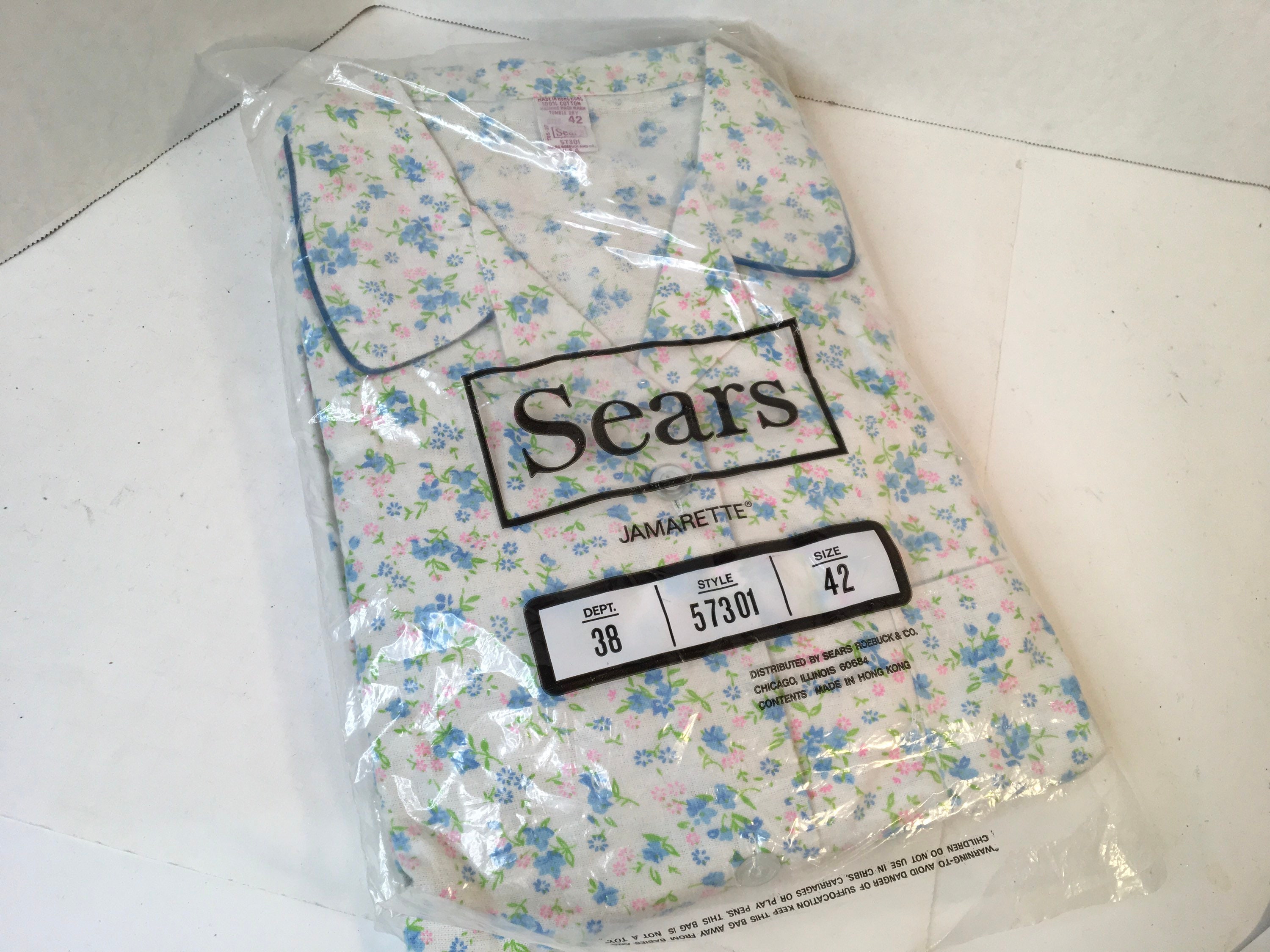Vintage Sears Jamarette Nos Pajama Set Top And Bottom Size 42 Etsy