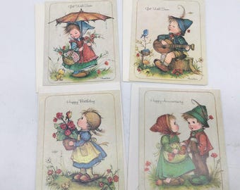 Lot  4 Anne Liese Greeting Cards The Good Samaritans  Bible Verses Vintage Cute