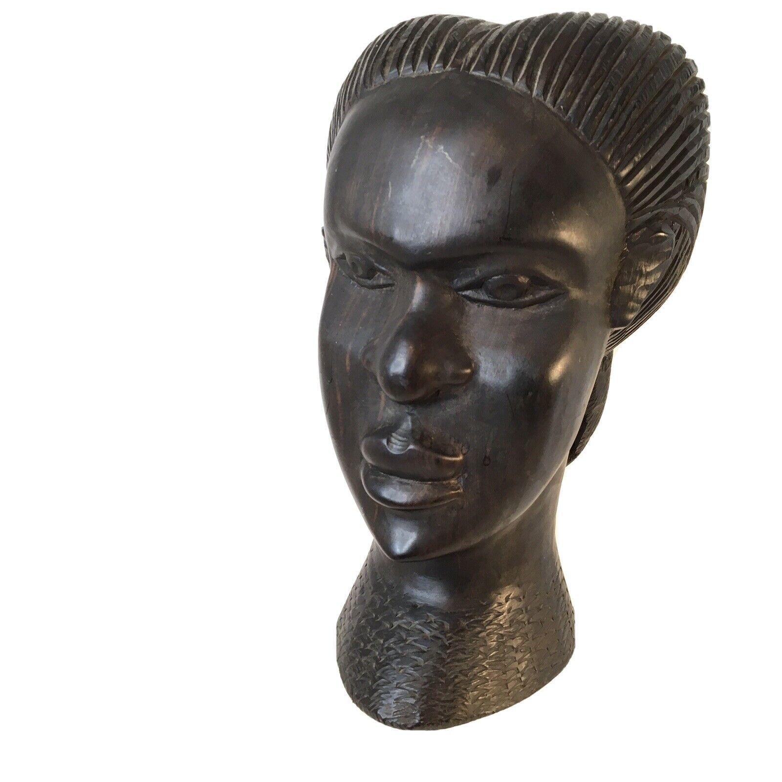 木彫り 黒人頭部置物 約18cm オブジェ 木彫り 黒人頭部置物 約18cm