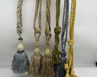 6 Pouf Tassel Tie Back Upholstery Trim Beige Blue Yellow Green Braided Ic Class