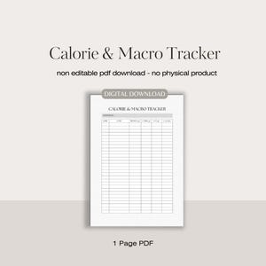 Registro de calorías y macronutrientes / Registro de calorías / Registro de alimentos / Planificador de dieta / Registro semanal de alimentos