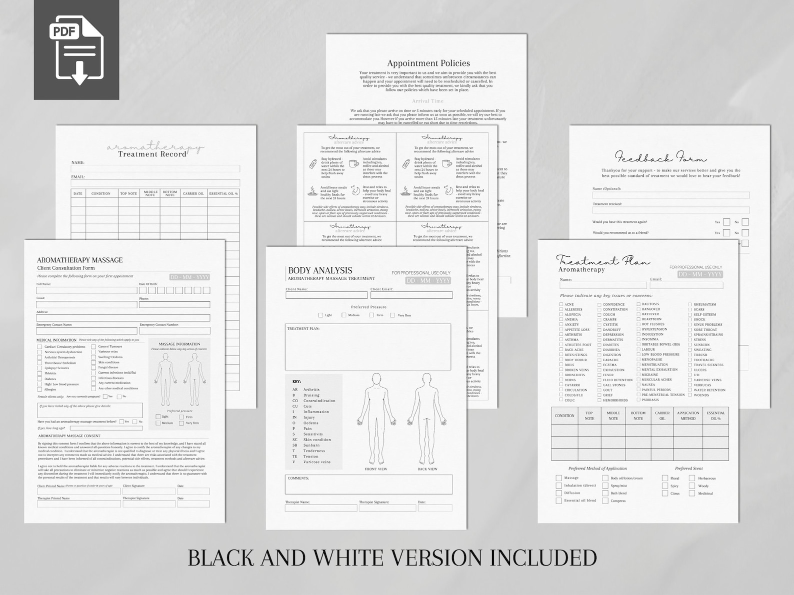 Aromatherapy Form Bundle Digital Aromatherapist Forms Etsy UK