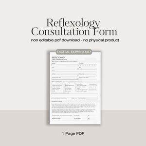 Reflexology digital consultation form | reflexologist intake form | spa salon forms | intake form | printable salon forms | instant download