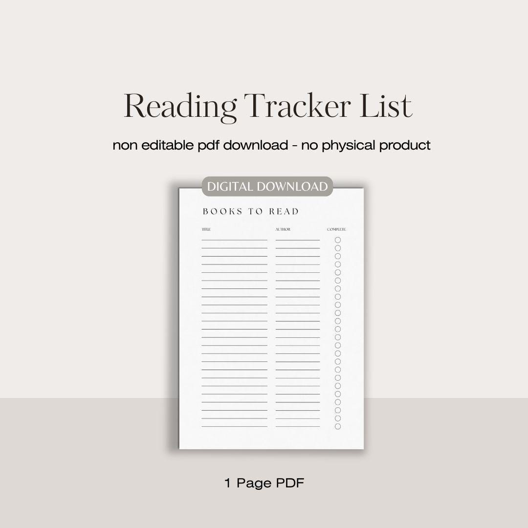 Reading Tracker | Minimalist Book Log | Printable Reading Log Tracker ...