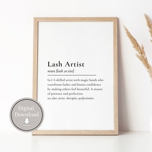 Lash artist definition wall art | lash artist definition poster wall art | gifts for lash artists | lash technician quote poster