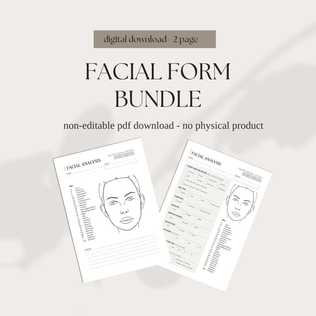 Facial Analysis Printable Forms | Facial Consultation | Facial Bundle ...