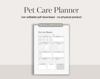 Pet care planner record |  new pet planning | pet sitter notes | pet information | pet plan |  pet sitter notes |  pet record plan