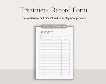 Modulo di registrazione dei trattamenti / moduli per saloni e spa / moduli per la bellezza / modulo di registrazione dei trattamenti / moduli per saloni di bellezza / moduli per saloni / moduli aziendali