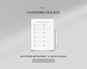 Password tracker log | password book |  password keeper |  password log |  password organizer |  passwords | printable password log tracker