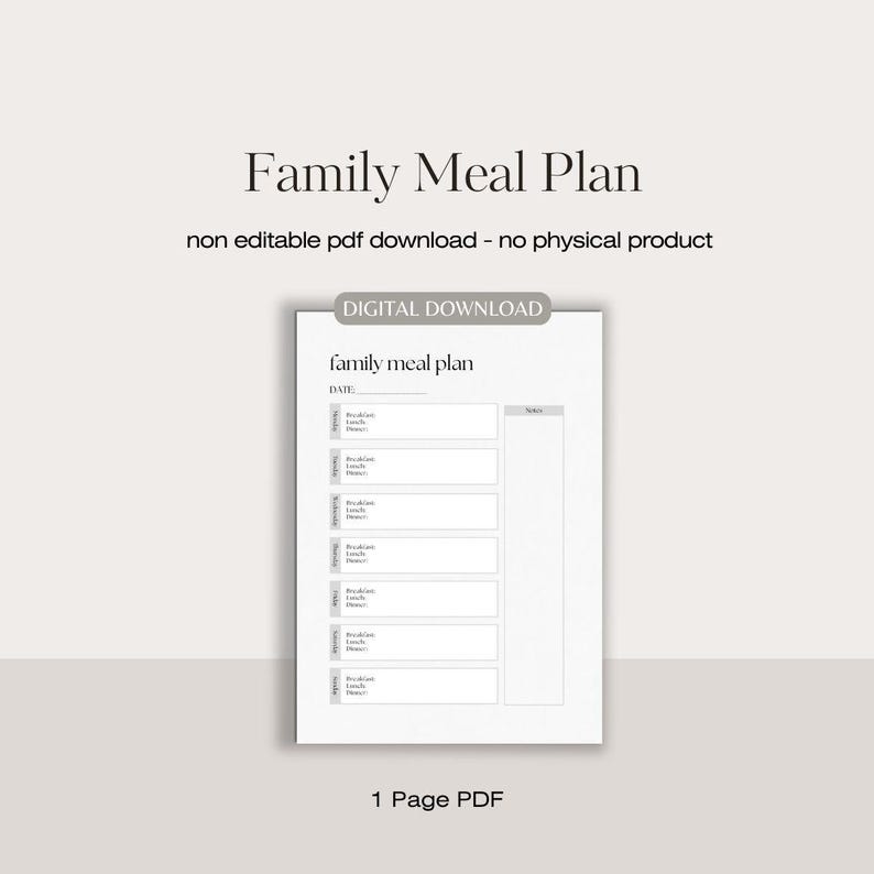 Family Meal Planner | Printable Weekly Family Meal Planner | Family ...